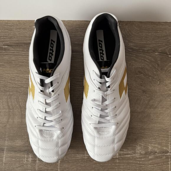 Lotto Stadio Soccer Cleat Shoes Mens Size 8 White Gold Firm Ground 219545 - Picture 5 of 13